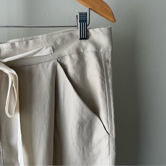 Wilfred Allant Linen Blend Crop Pant Cuff Hem Cream Size 10 - Picture 8 of 10